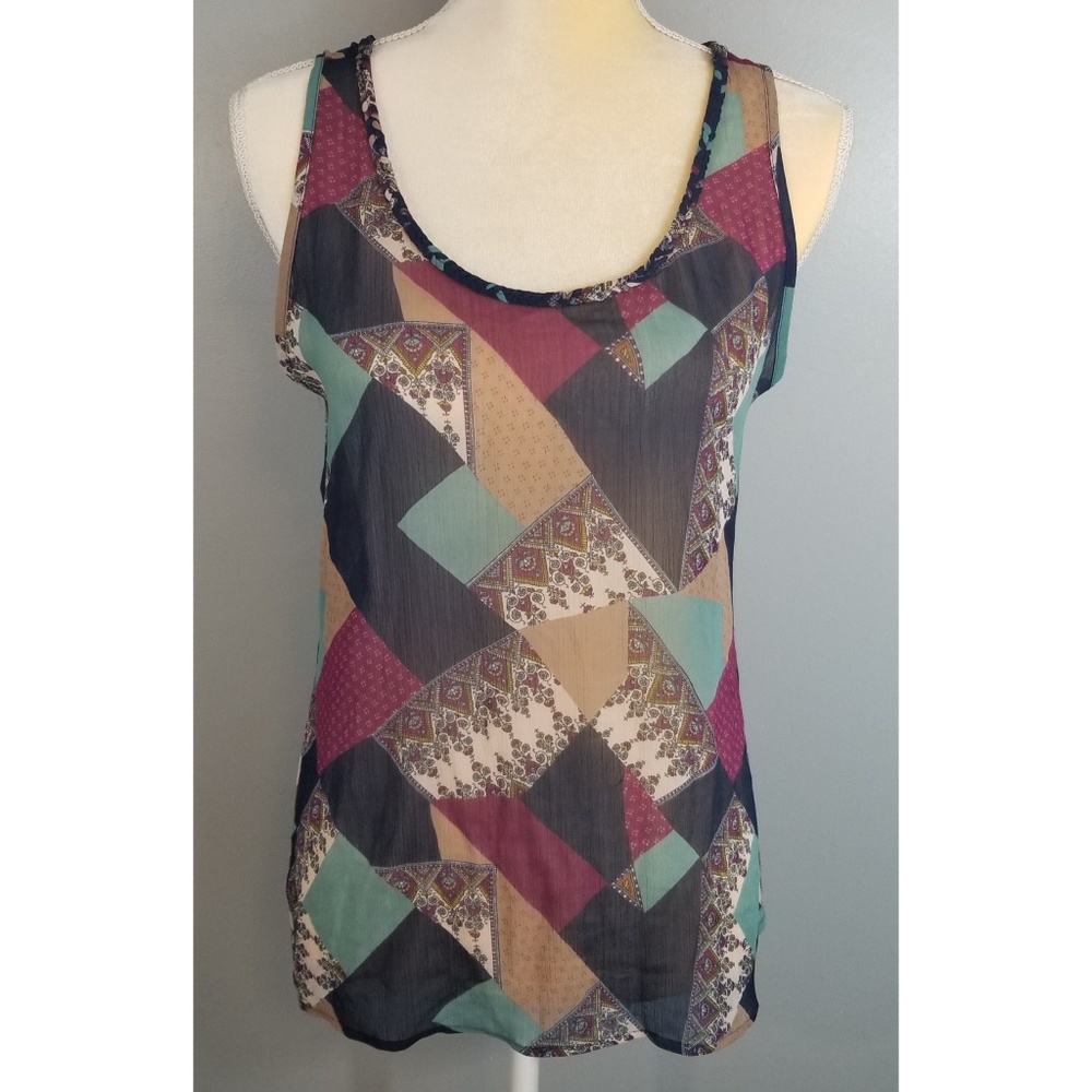 Womens Small Lucky Brand Sheer Sleeveless Top